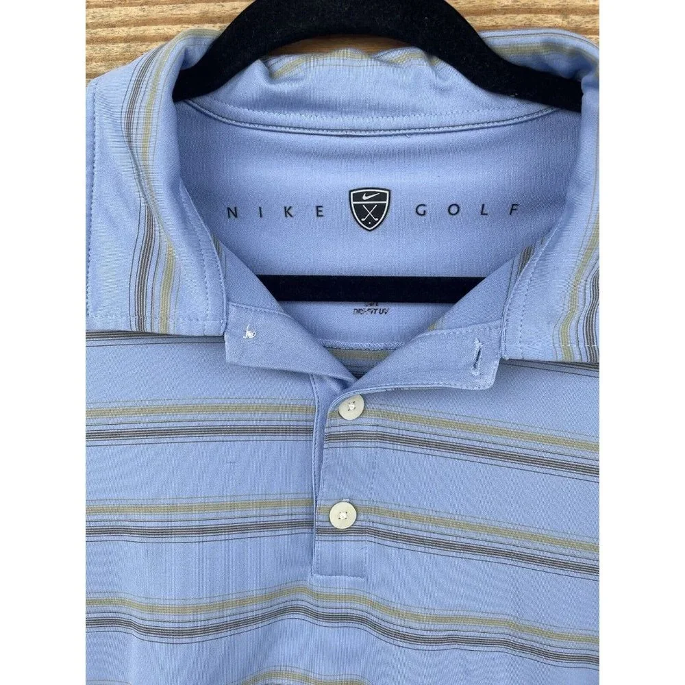 Nike Golf Dri-Fit  Striped Blue & Gold‎ Polo Shirt Men’s Size Large